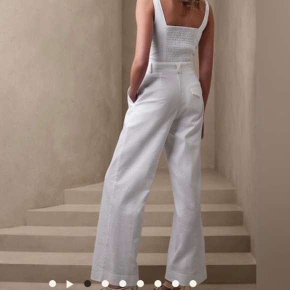 Banana Republic High Rise Linen Blend Wide Leg Trousers White Ecru - Picture 4 of 13